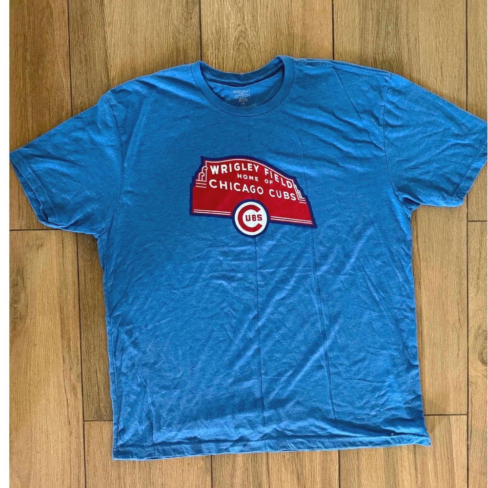 Wright and Ditson Chicago Cubs Wrigley Field Graphic T-Shirt Mens 2XL Blue MLB